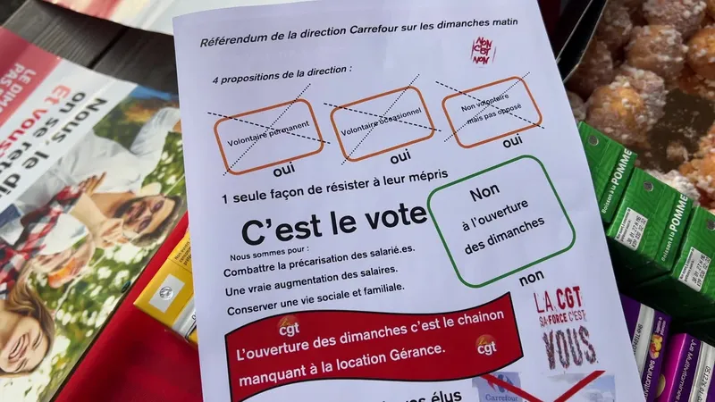 La direction de l'hypermarché Carrefour de Claira, dans les Pyrénées-Orientales, a demandé à ses 250 salariés de se prononcer sur une ouverture le dimanche matin - mars 2026.