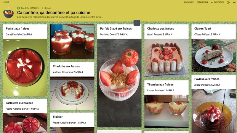Toutes les recettes réalisés par les élèves en confinement sont visibles sur le site du lycée.