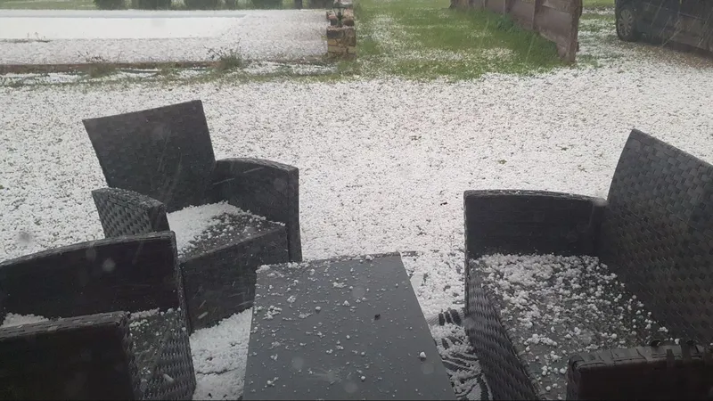 Le jardin d'Amélie Debernard submergé par les grêlons