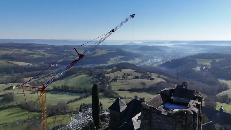 Travaux de consolidation sur le rocher du château de Turenne