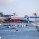 Les navires de la Corsica Ferries, de Corsica Linea et de La Méridionale dans le port d'Ajaccio.