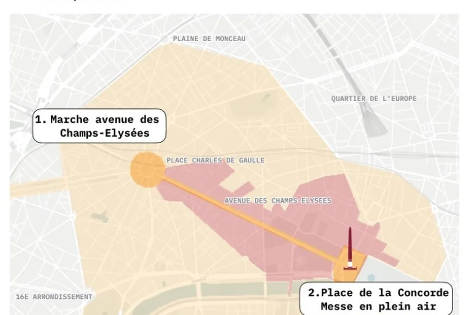 CARTE. Pape &agrave; Paris : circulation, stationnement interdit, stations de m&eacute;tro ferm&eacute;es&hellip; Comment circuler durant la visite de L&eacute;on XIV dans la capitale ?