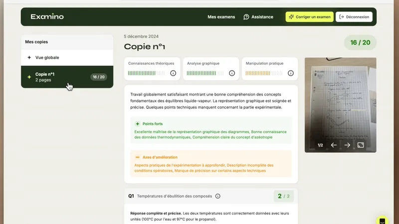 Capture d'écran de l'application Examino