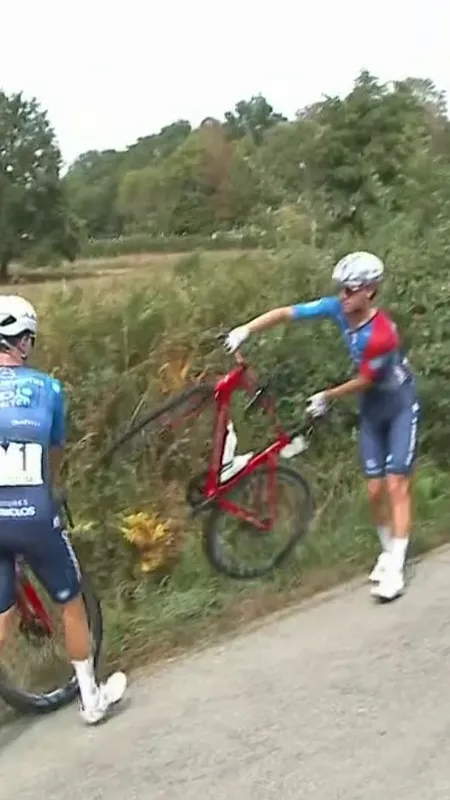 VIDÉO. Tour du Limousin : la crevaison d'Ewen Costiou tout près de l'arrivée, le coureur chute au classement
