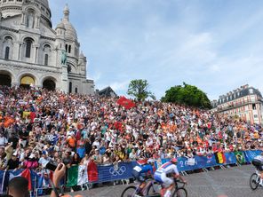 La course cycliste sur route des JO de Paris 2024 était passée par la Butte Montmartre en août dernier.