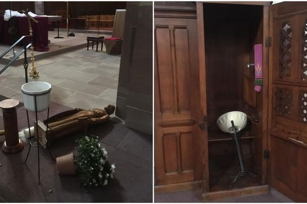 Autel retourné, éléments renversés... l'église Saint-Louis de la Robertsau a été saccagée.