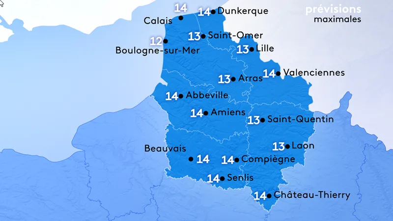 Des températures élevées et homgênes sur l'ensemble de la région.
