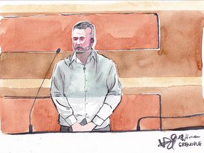 Nordahl Lelandais dans le box des accusés de la cour d'assises de l'Isère le 18 février 2022 lors de ses dernières paroles avant la délibération.