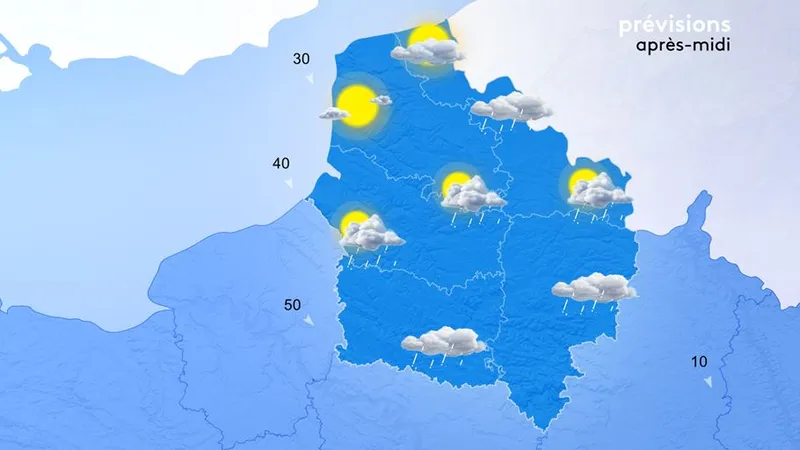 Les pluies se décalent vers l'est, et les éclaircies reviennent par l'ouest