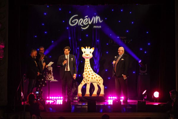 Inauguration de la statue de Sophie La Girafe ce mercredi 22 septembre 2021 au musée Grévin à Paris.